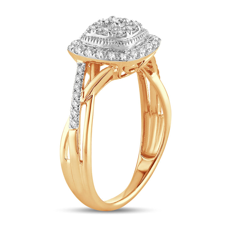 14K Yellow Gold 0.51CT Lab Diamond Womens Engagement Ring
