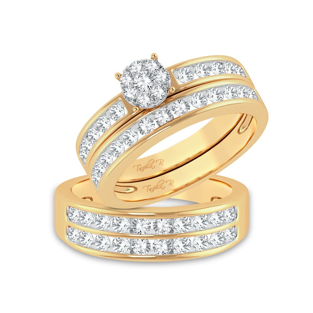 14k Yellow Gold 1.60ct Lab Diamond Trio Wedding Set