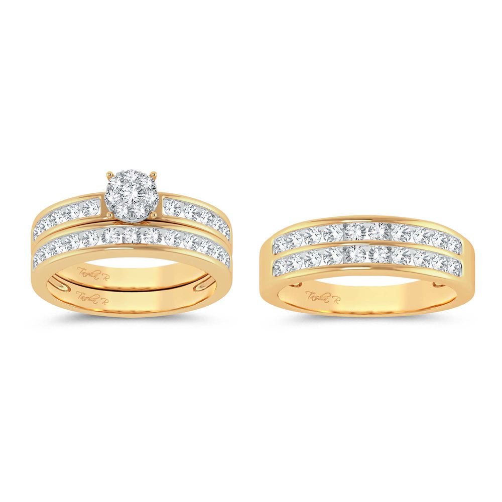14k Yellow Gold 1.60ct Lab Diamond Trio Wedding Set