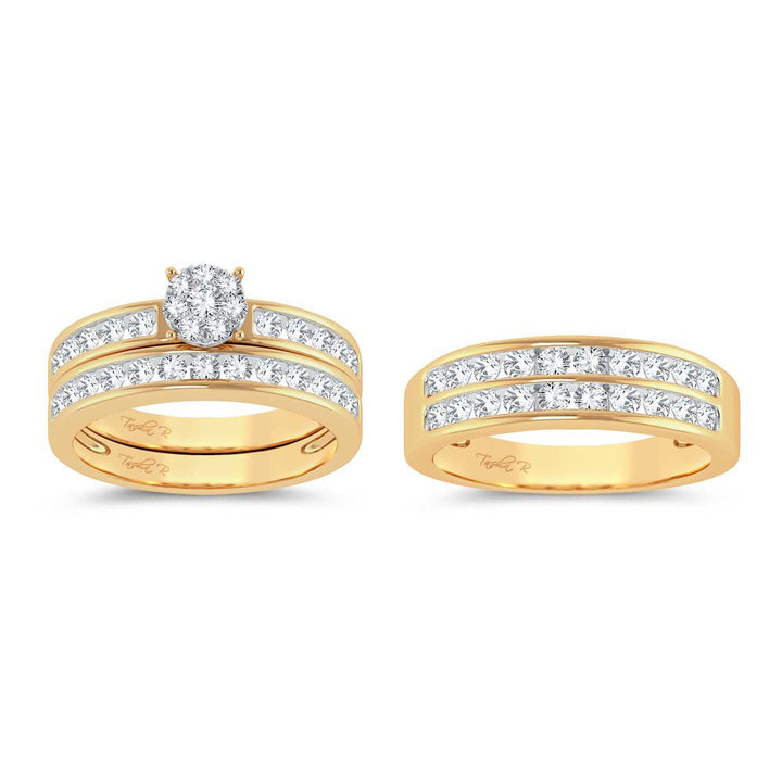 14k Yellow Gold 1.60ct Lab Diamond Trio Wedding Set