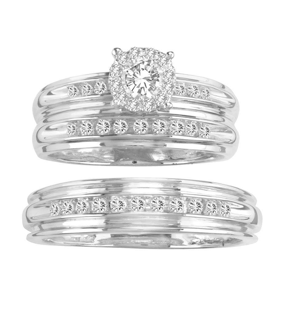 14k White Gold Lab Diamond Trio Set - Timeless Elegance