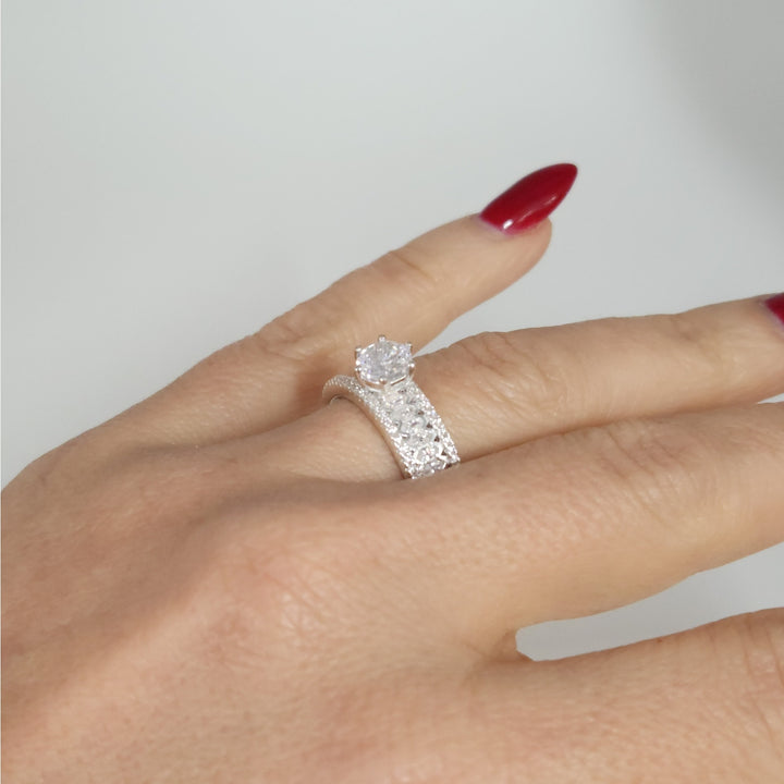 925 Sterling Silver Solitaire wide Band Ring size 9