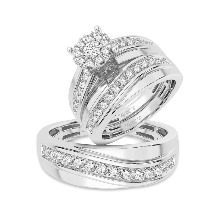 14k White Gold Lab Diamond Trio Set - Timeless Elegance