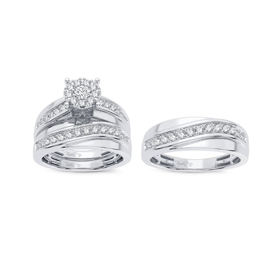 14k White Gold Lab Diamond Trio Set - Timeless Elegance
