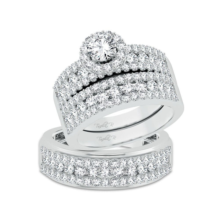 14k White Gold 3.01ct Lab Diamond Trio Wedding Set