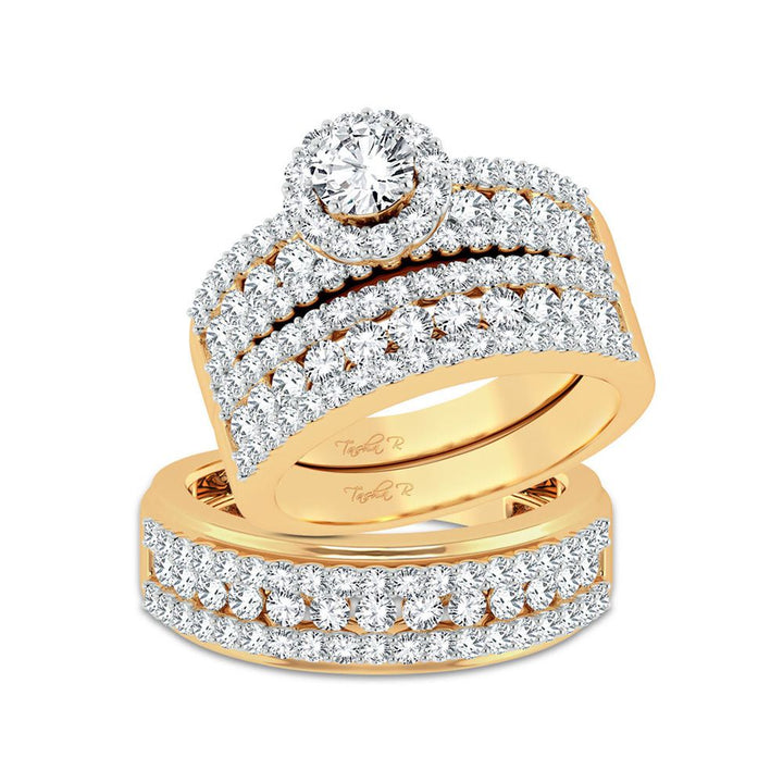 14k Yellow Gold 3.01ct Lab Diamond Trio Wedding Set