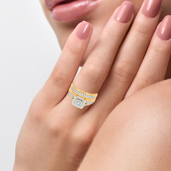 14k Yellow Gold 0.68CT Lab Diamond Trio Wedding Set