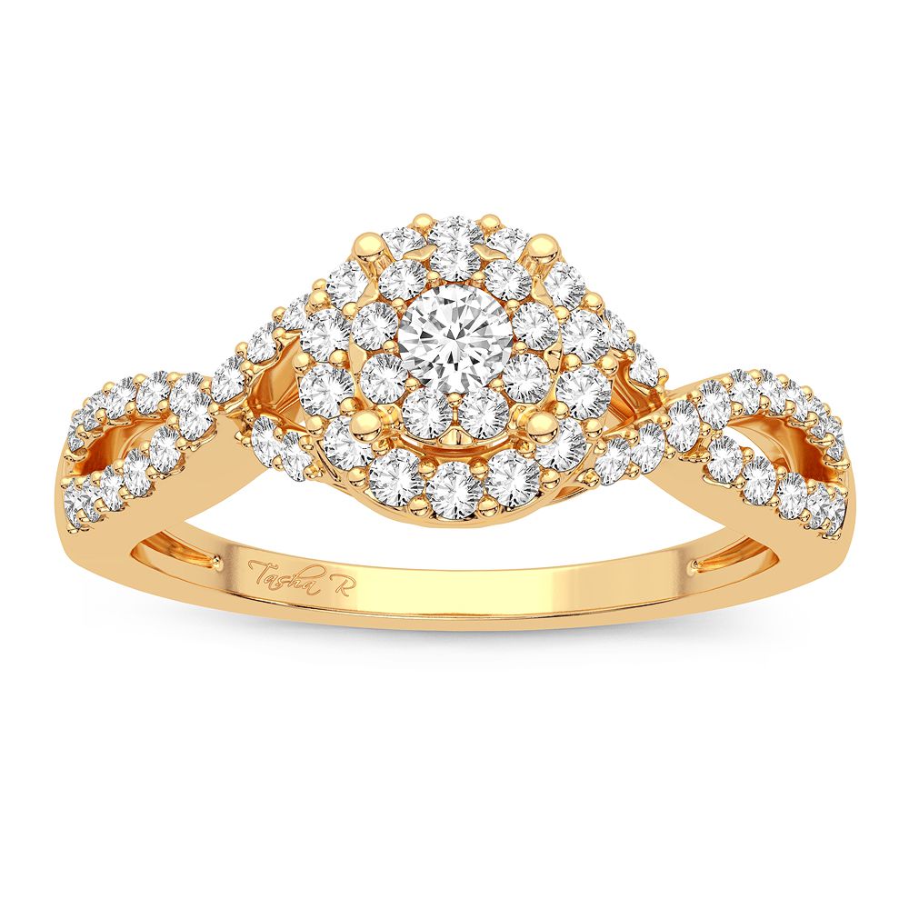 14K Yellow Gold 0.38CT Lab Diamond Womens Engagement Ring