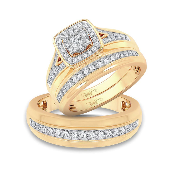 14K Yellow Gold 0.70ct Lab Diamond Trio Wedding Set