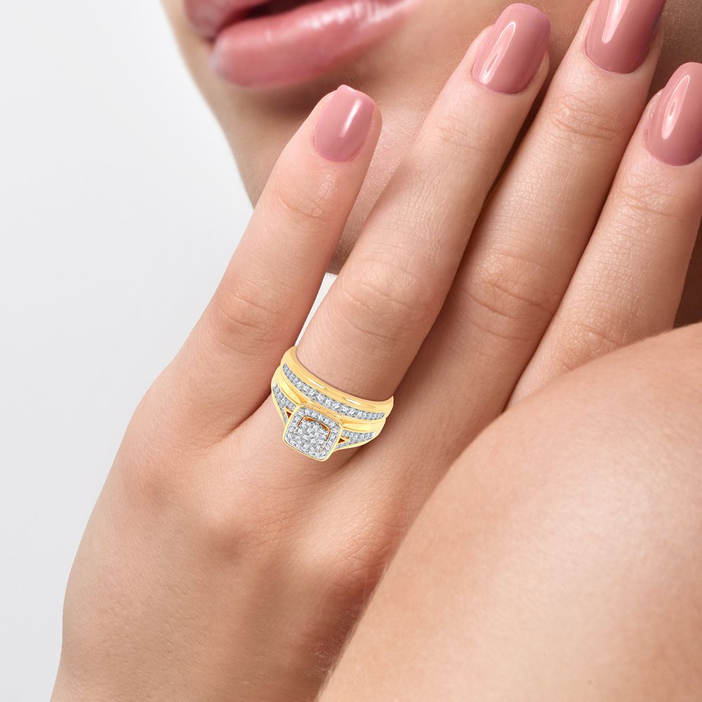 14K Yellow Gold 0.70ct Lab Diamond Trio Wedding Set