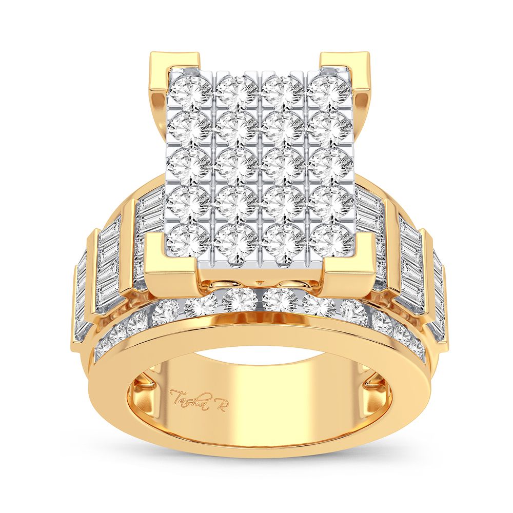 10k Yellow Gold 3CT Lab Diamond Mens Statement Ring