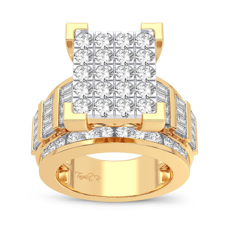 10k Yellow Gold 3CT Lab Diamond Mens Statement Ring