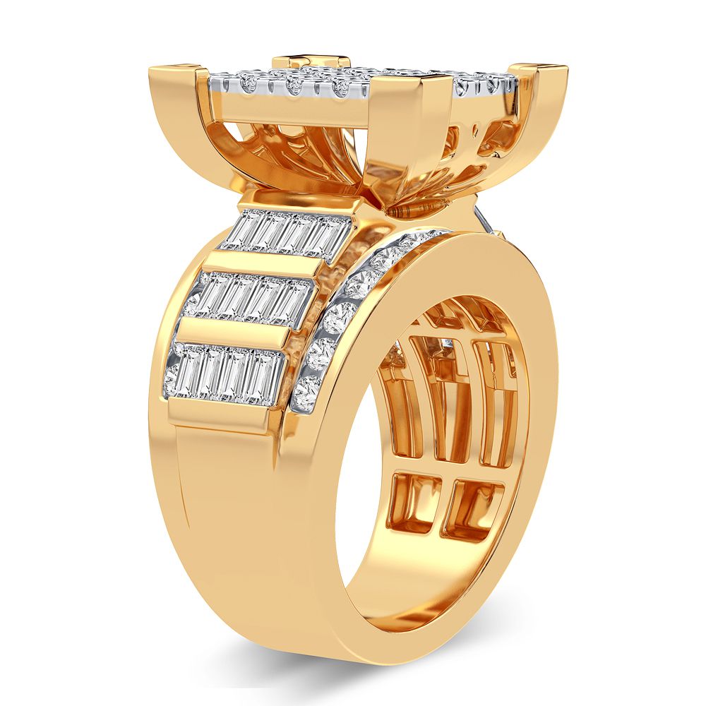 10k Yellow Gold 3CT Lab Diamond Mens Statement Ring