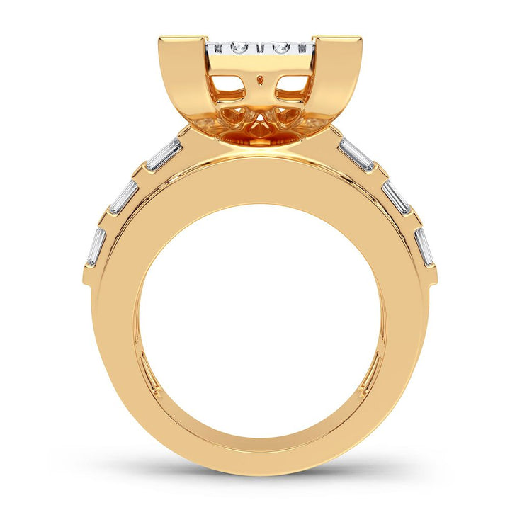 10k Yellow Gold 3CT Lab Diamond Mens Statement Ring