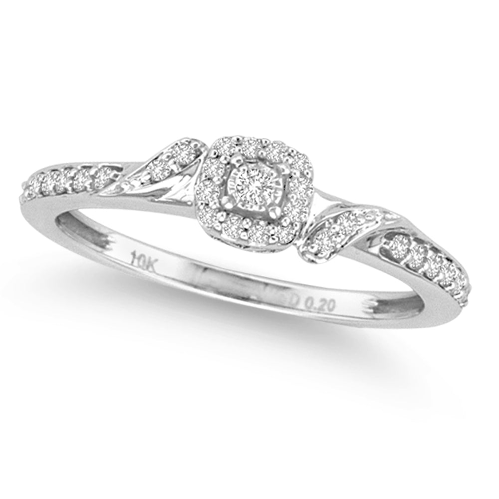 Sparkling 10k White Gold Diamond Promise Ring for Her