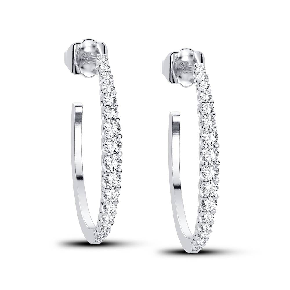 Elegant 14K White Gold 0.33CT Diamond Hoop Earrings