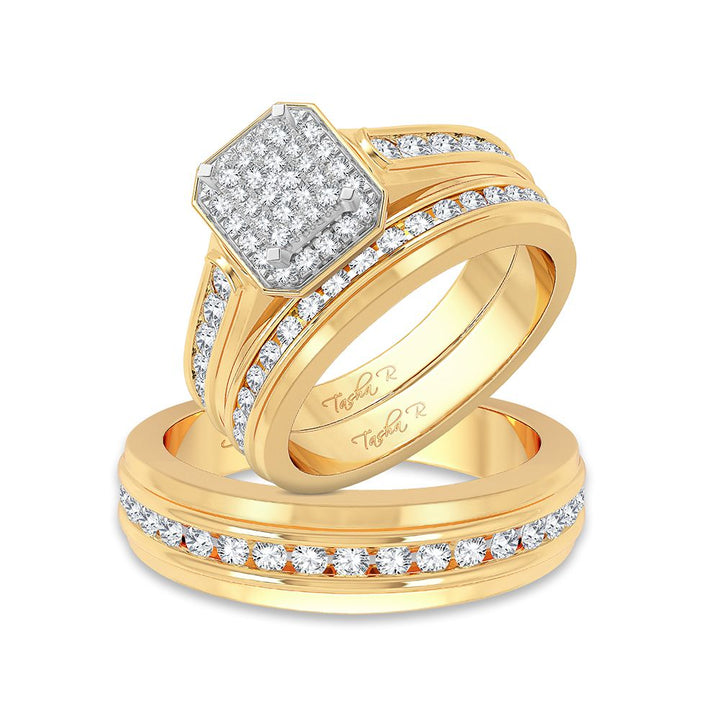 14k Yellow Gold 1.42ct Lab Diamond Bridal Trio Set