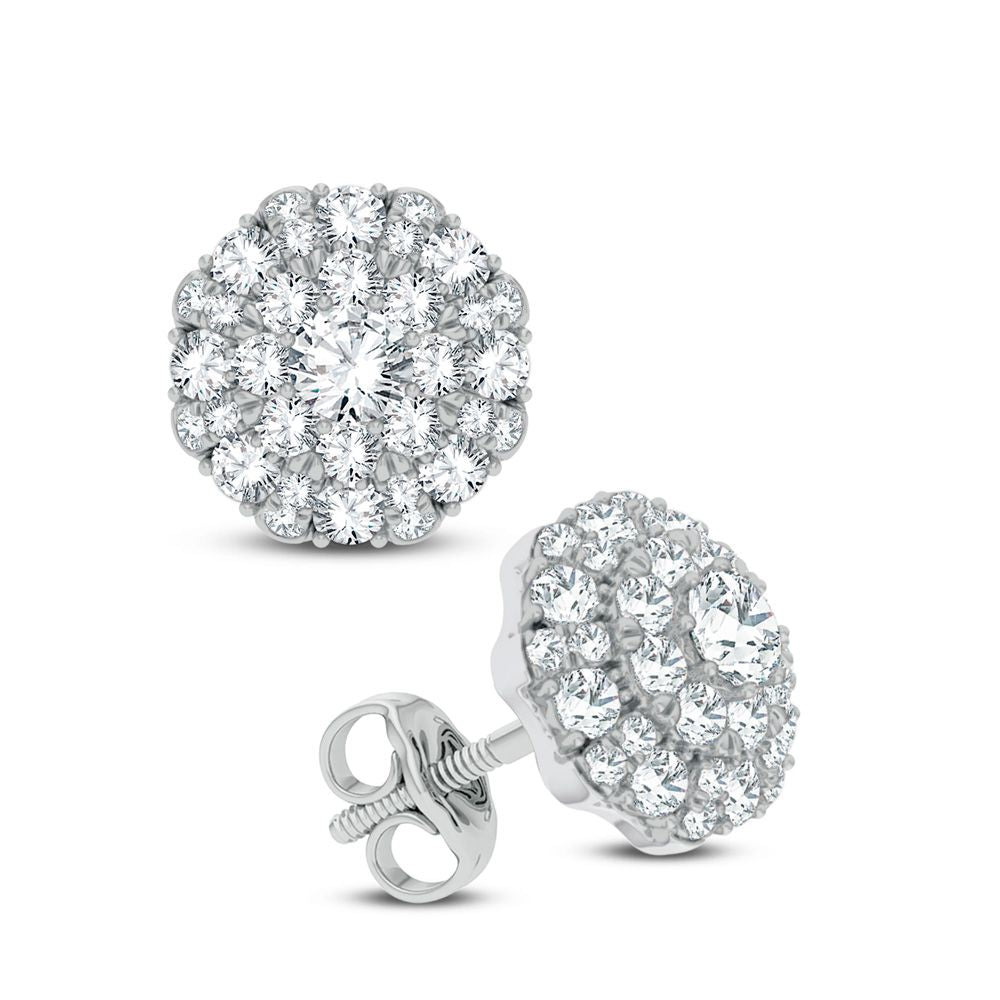 Sparkling 14k White Gold Diamond Stud Earrings for Women