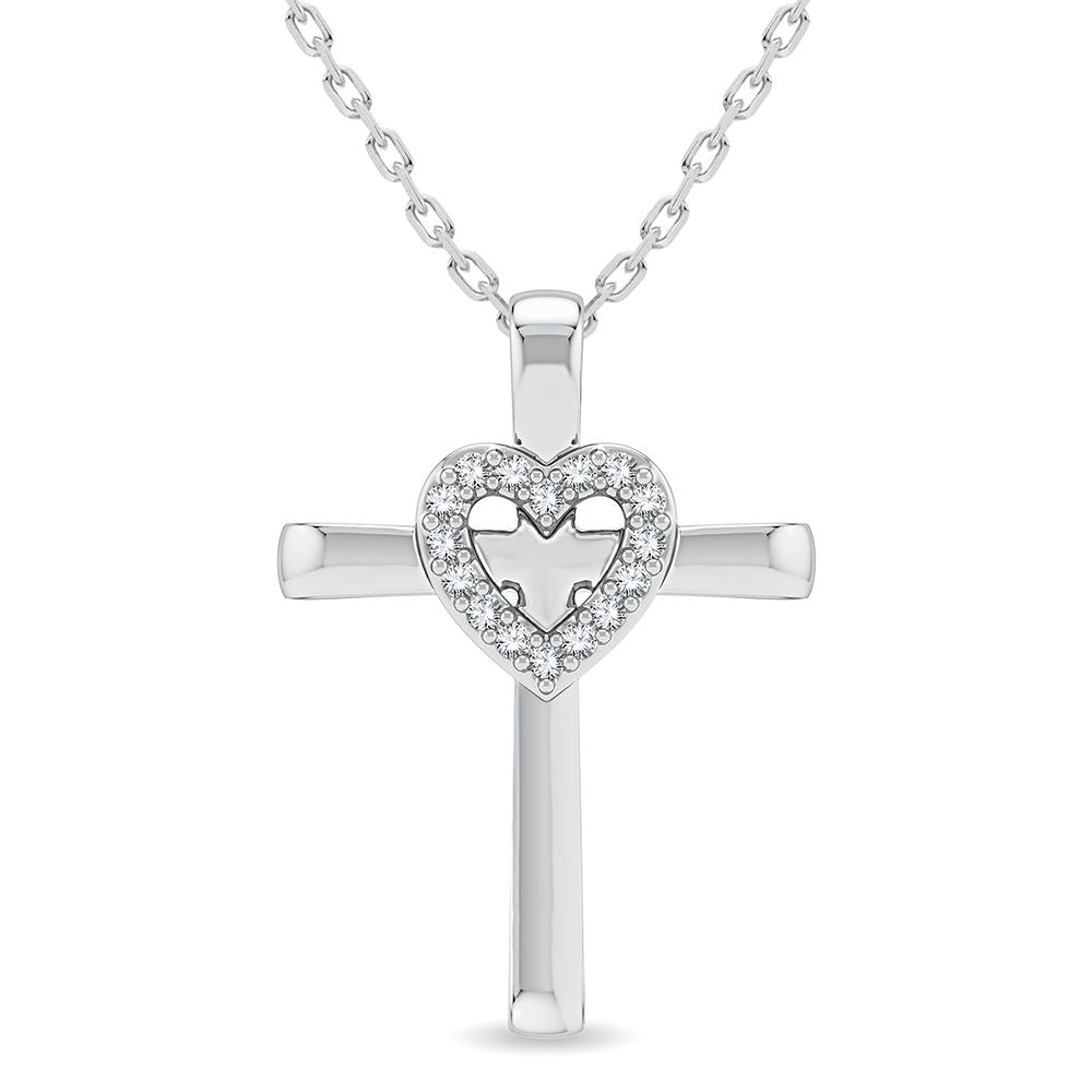 14K White Gold 0.06CT Diamond Pendant