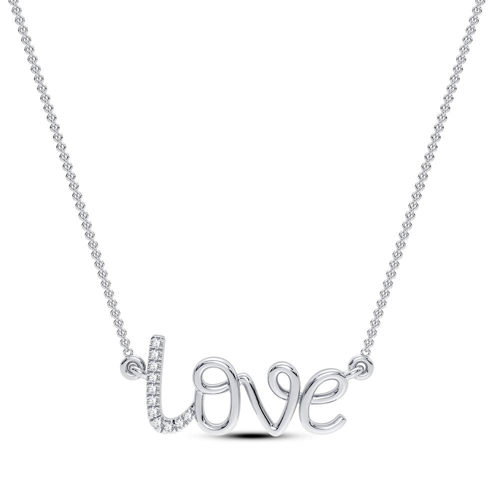 14K White Gold 0.03CT Diamond Necklace