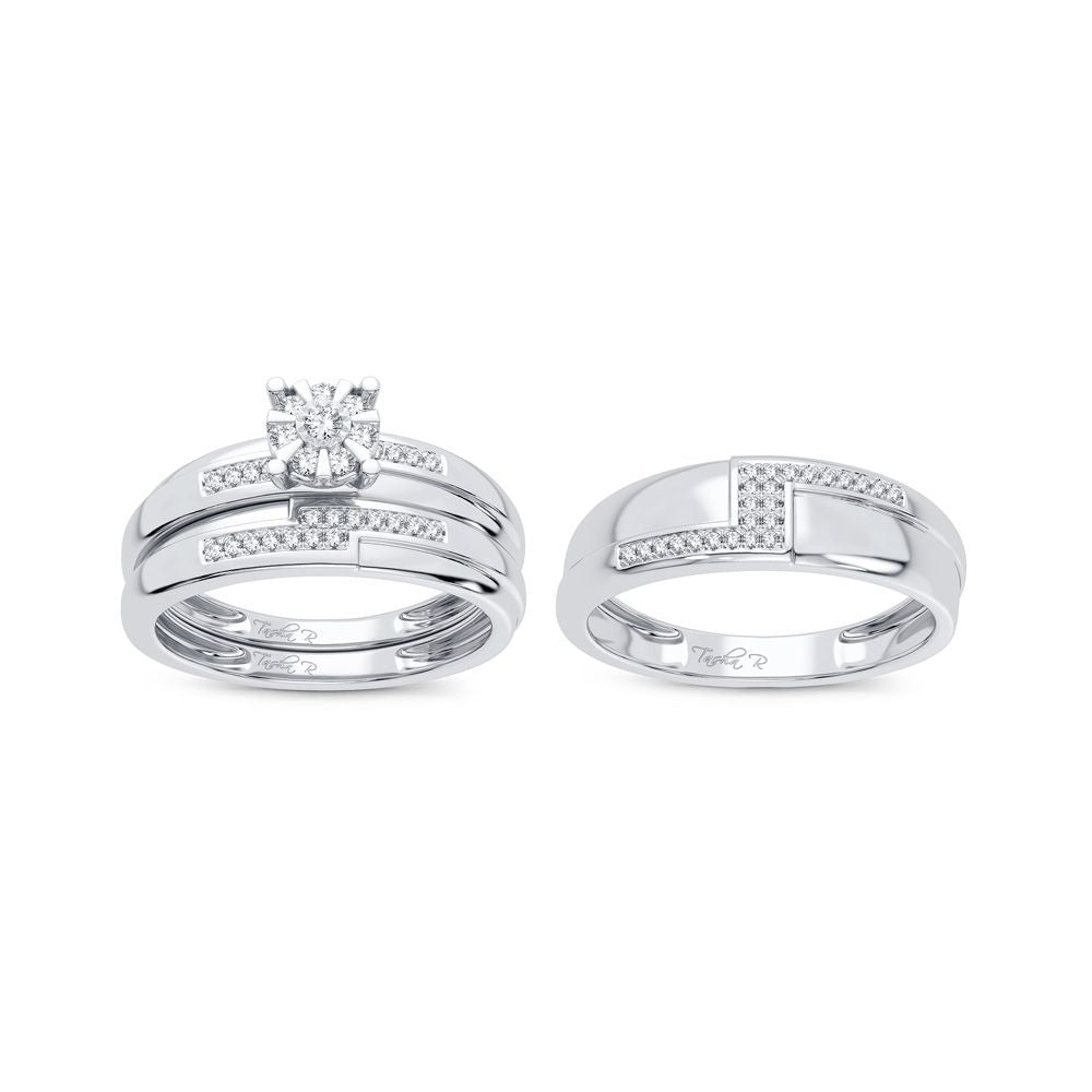 14k White Gold Lab Diamond Trio Set - Chic Ensemble