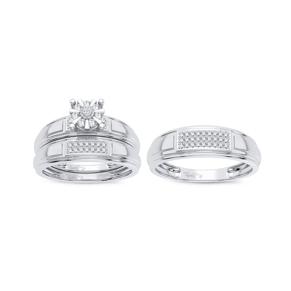 14k White Gold Lab Diamond Trio Set - Timeless Elegance