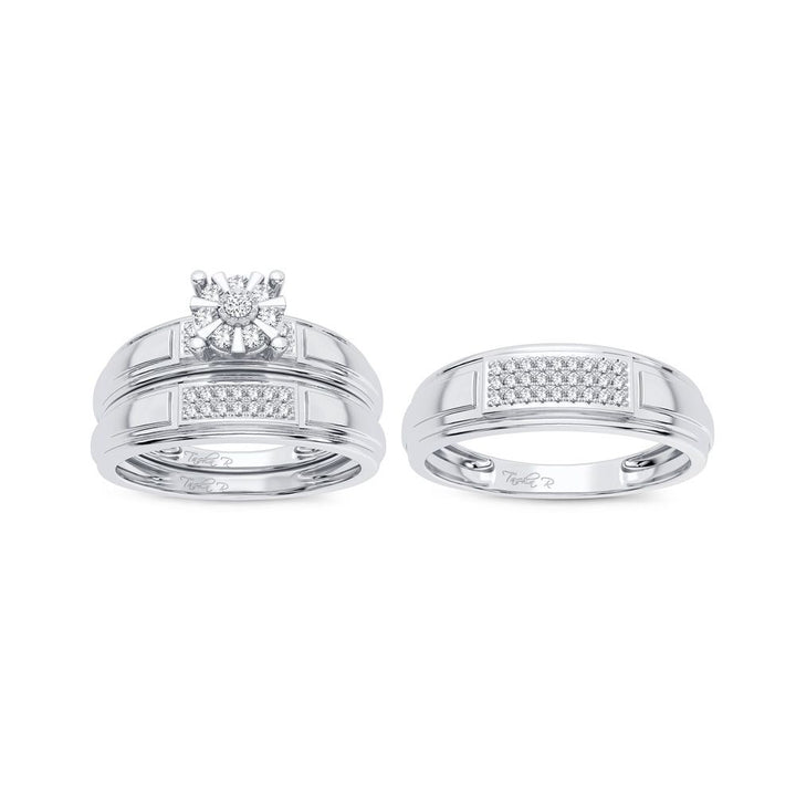 14k White Gold Lab Diamond Trio Set - Timeless Elegance