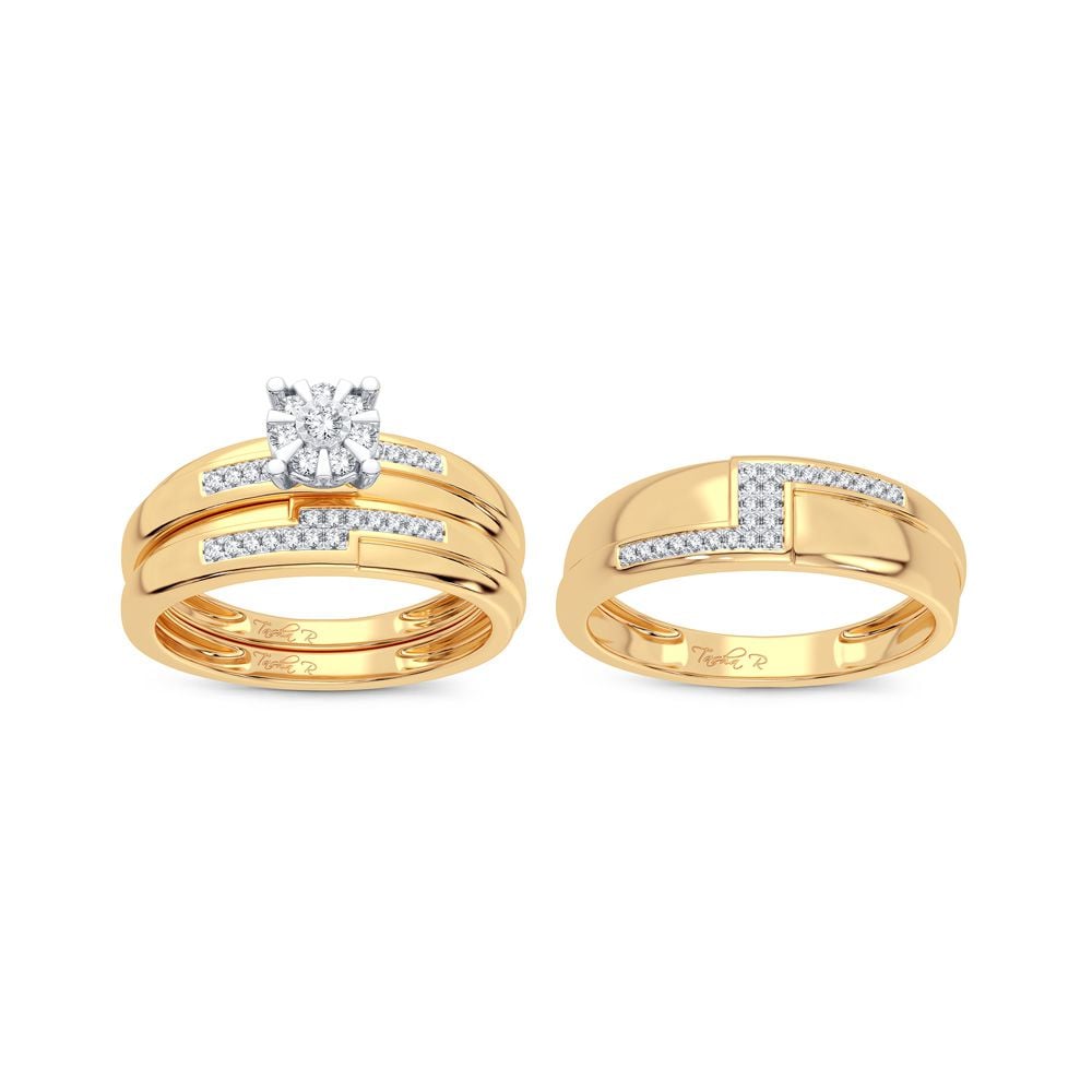14K Yellow Gold 0.25CT Diamond Womens Trio Jewelry Set