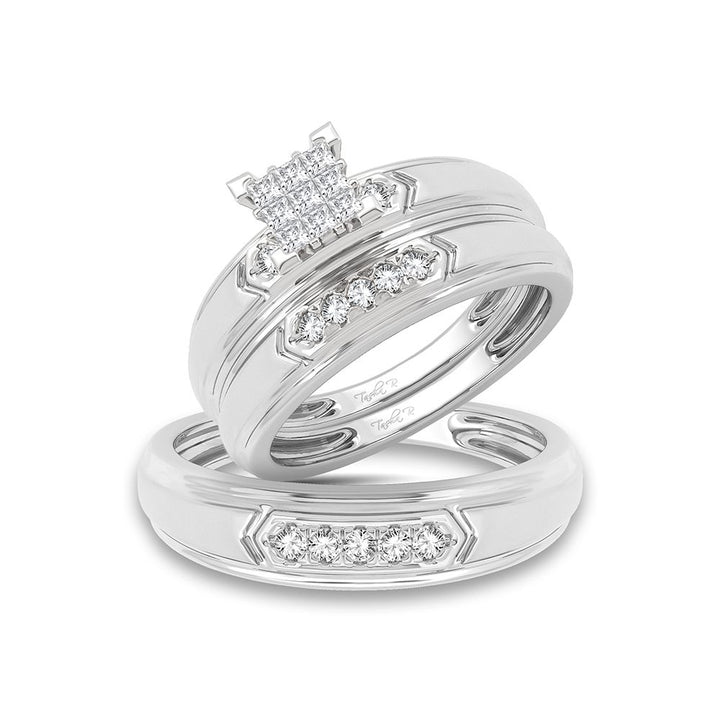 14k White Gold 0.33ct Lab Diamond Trio Wedding Set