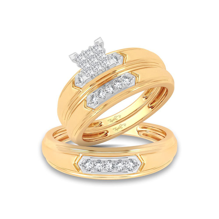 14k Yellow Gold 0.33ct Lab Diamond Trio Wedding Set