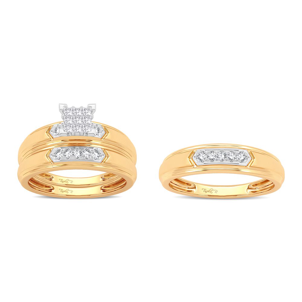 14k Yellow Gold 0.33ct Lab Diamond Trio Wedding Set