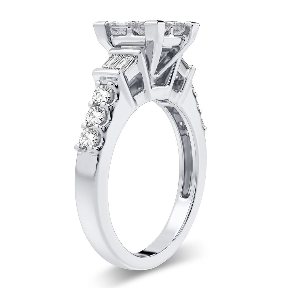 Brilliant 14k White Gold 1.25CT Lab Diamond Ring