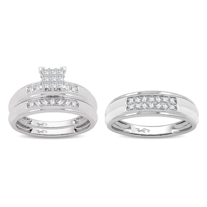 Brilliant 14k White Gold 0.50ct Lab Diamond Trio Wedding Set