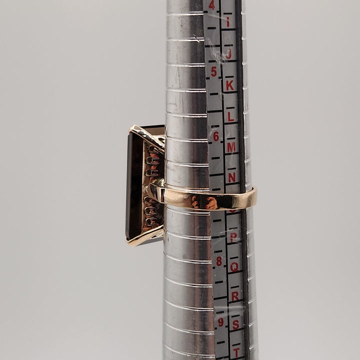 14k Yellow Gold Natural Smoky Quartz Ring Size 7