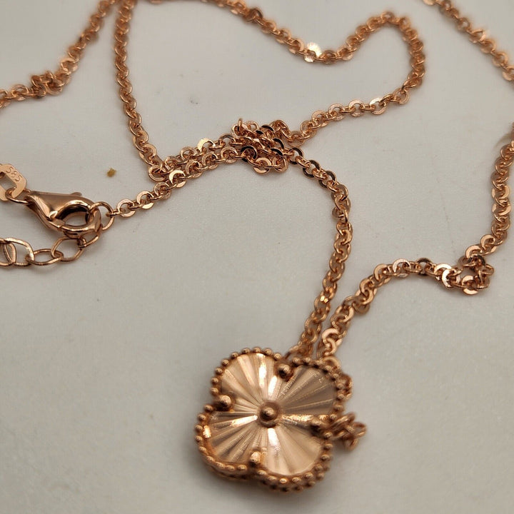 14k Rose Gold All Gold Flower Pendant Necklace 18"