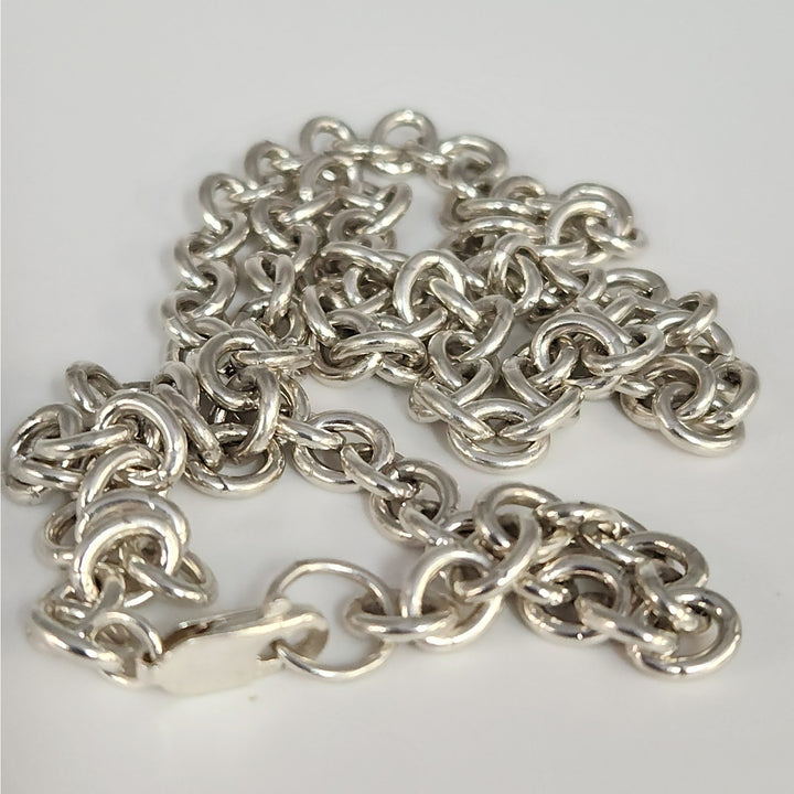 Solid 925 Sterling Silver Round Link Chain Necklace 24" Heavy  Chain