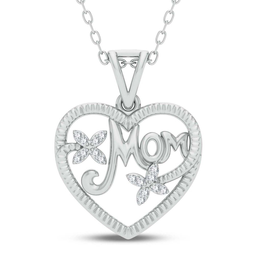 Chic 10k White Gold 0.03ct Lab Diamond Womens Pendant
