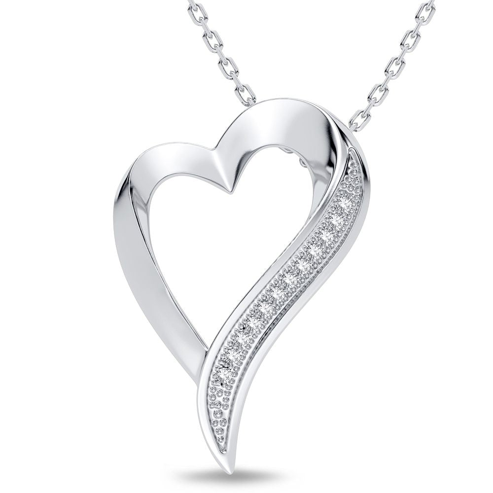 14K White Gold 0.02CT Diamond Pendant