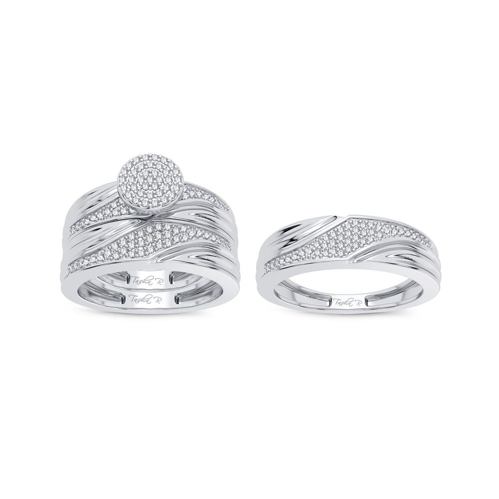 10k White Gold 0.35CT Lab Diamond Trio Wedding Set