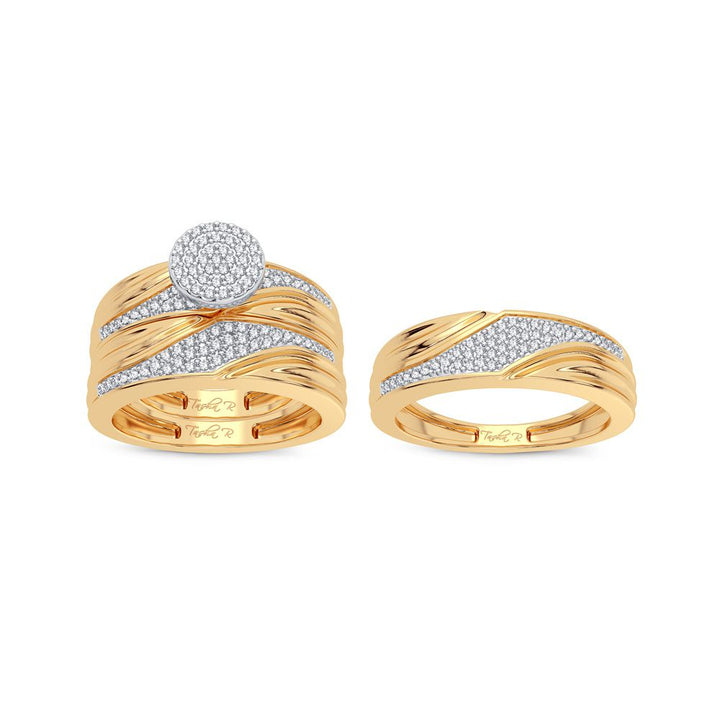 10k Yellow Gold Lab Diamond Trio Wedding Ring Set