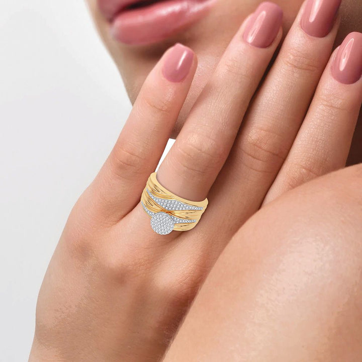 10k Yellow Gold Lab Diamond Trio Wedding Ring Set