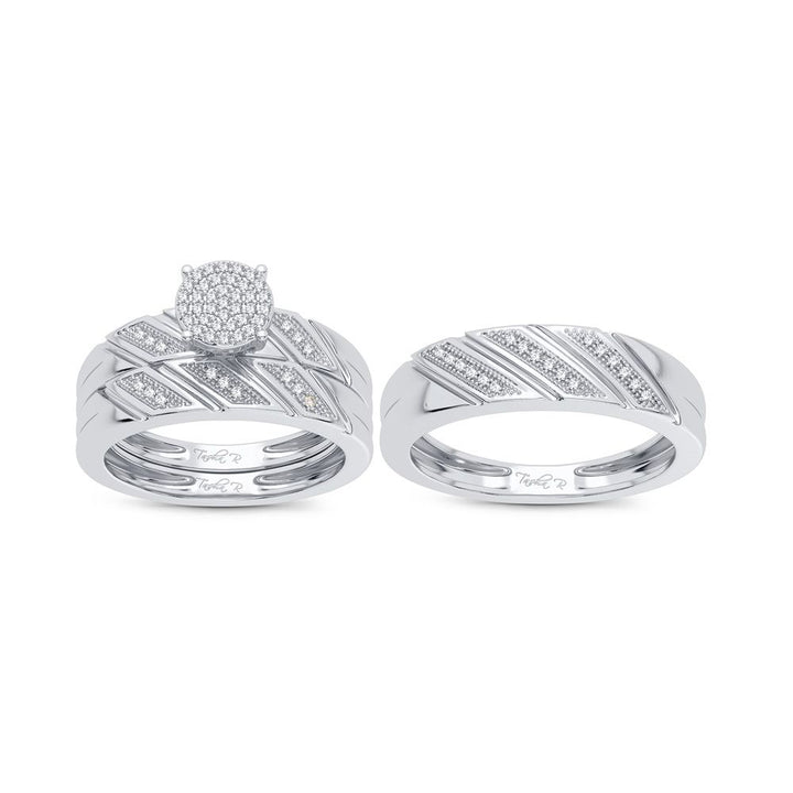 10k White Gold Lab Diamond Trio Set for Womens Elegance