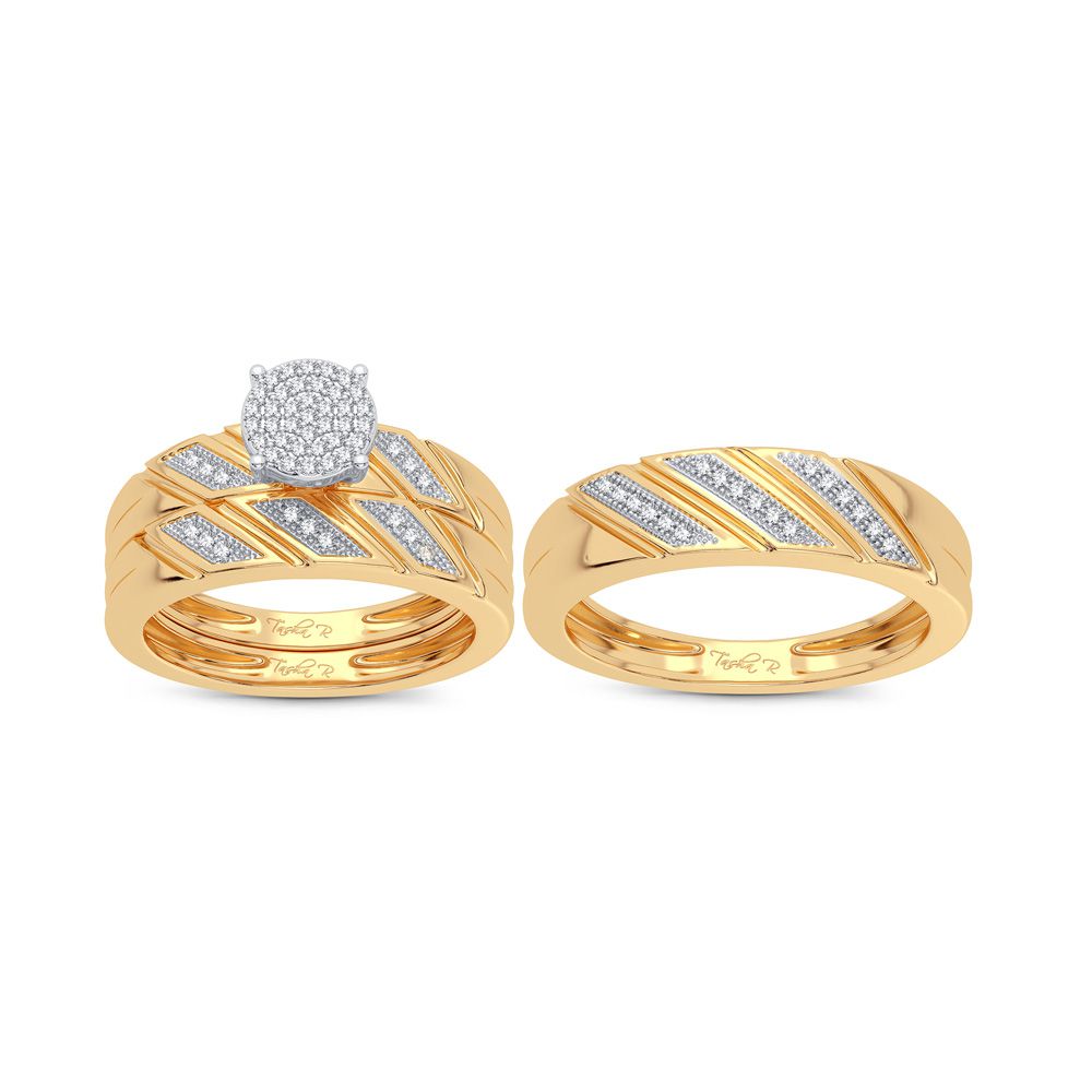 10k Yellow Gold Lab Diamond Trio Wedding Ring Set for Her