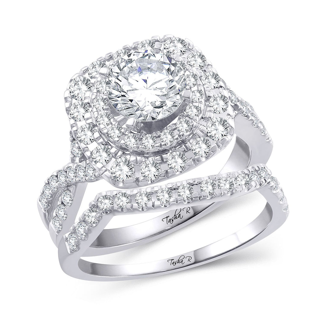 14K White Gold 1.00CT Semi-Mount Ring Set