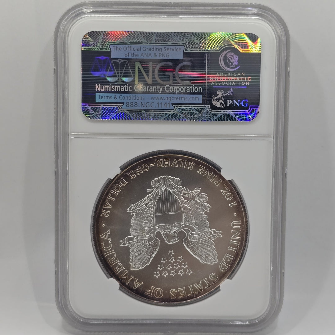 1988 American Silver Eagle, 1Oz Fine .999 Silver Uncirculated $1 NGC MS69 Toning