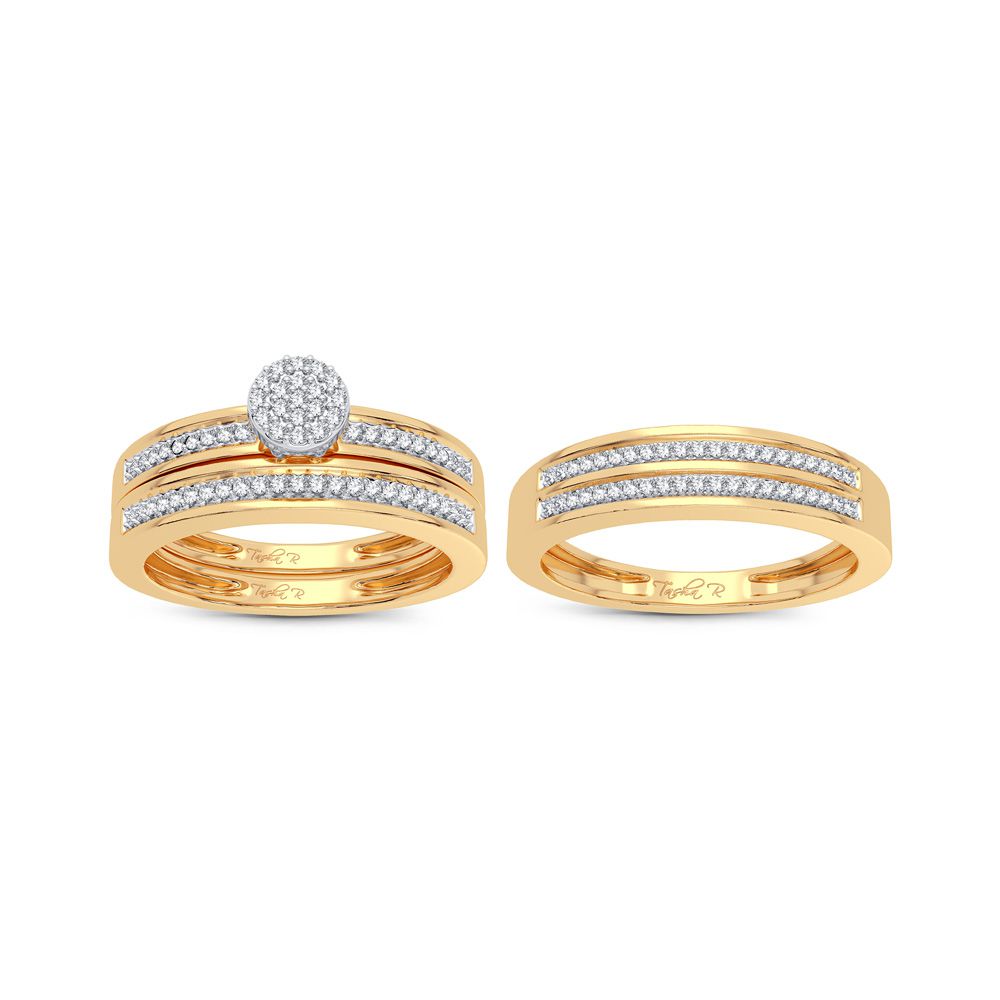 10k Yellow Gold 0.25CT Lab Diamond Womens Trio Wedding Set