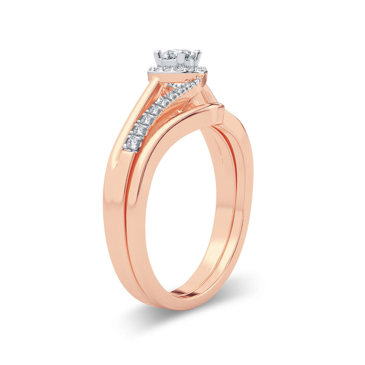 Romantic 14k Rose Gold Lab Diamond Bridal Ring
