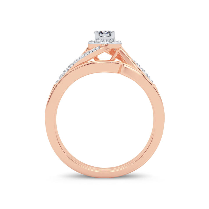 Romantic 14k Rose Gold Lab Diamond Bridal Ring
