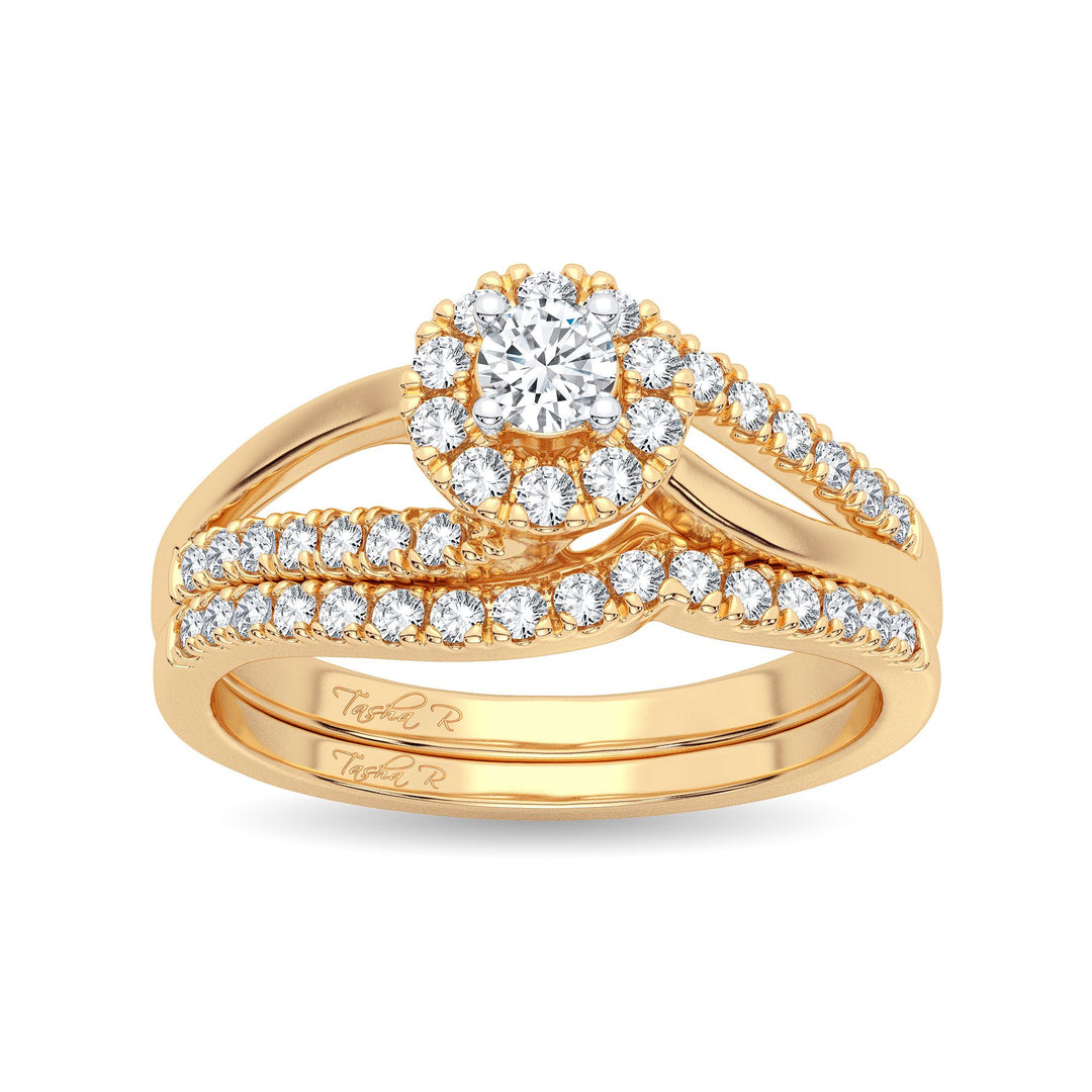 14K Yellow Gold 0.50CT Lab Diamond Bridal Ring Sparkle