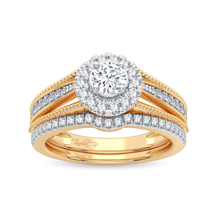 14K Yellow Gold Lab Diamond Bridal Ring - 0.50CT Elegance